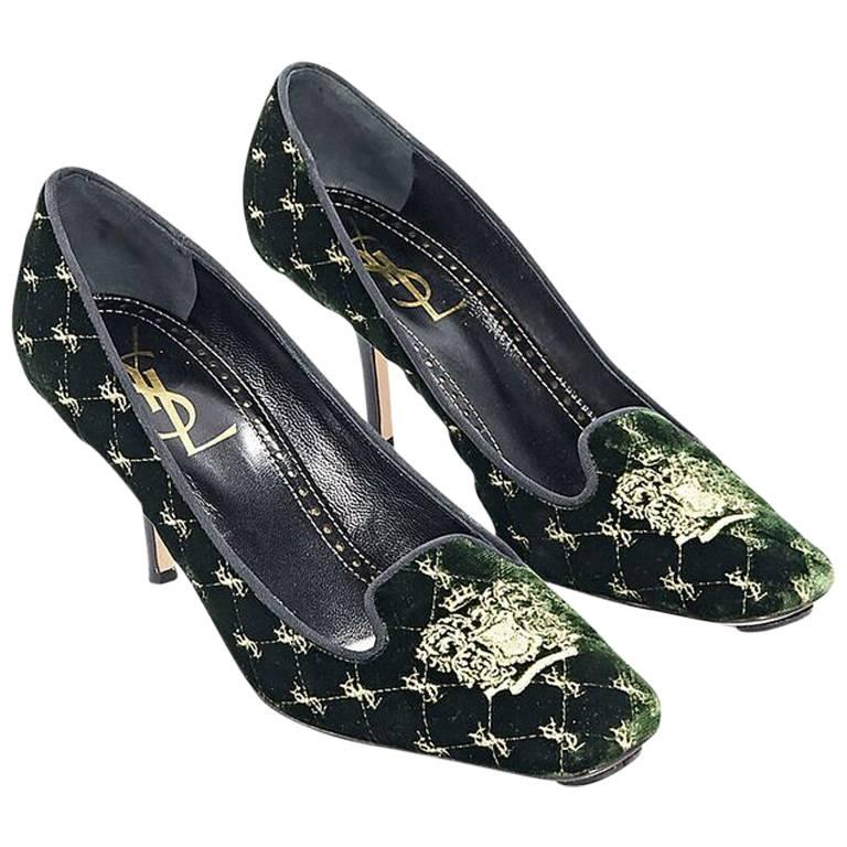 saint laurent velvet heels
