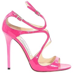 Magenta Jimmy Choo Patent Leather Lang Sandals