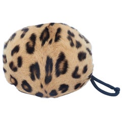 Glam C.1950 Leopard bedruckte Pelz-Manschettenknopf-Handwärmer