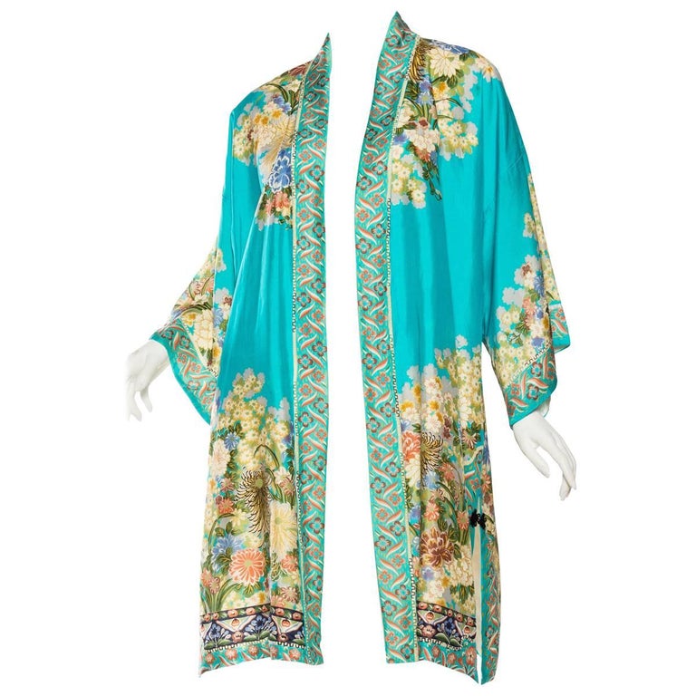 Lightweight Japanese Silk Floral Kimono at 1stDibs lightweight kimono