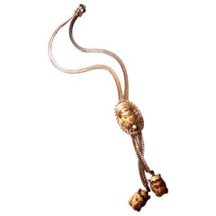Vintage Asian Princess Necklace / Lariat - Gold Tone Chain