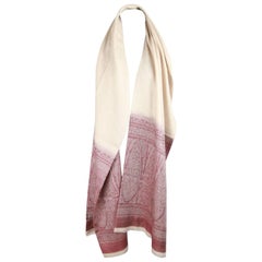 ETRO Beige & Burgundy Fine Cashmere WRAP SCARF 7