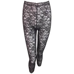 1990's Christian Dior Sheer Black & Gray Lace Leggings Pants
