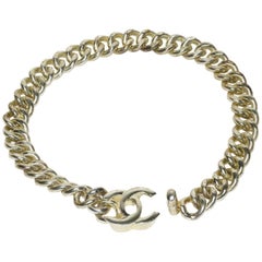 Chanel Silver Logo Link Necklace