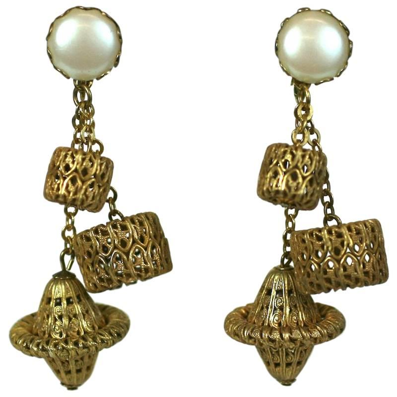 Miriam Haskell, fermaglio per orecchie lunghe in filigrana in vendita