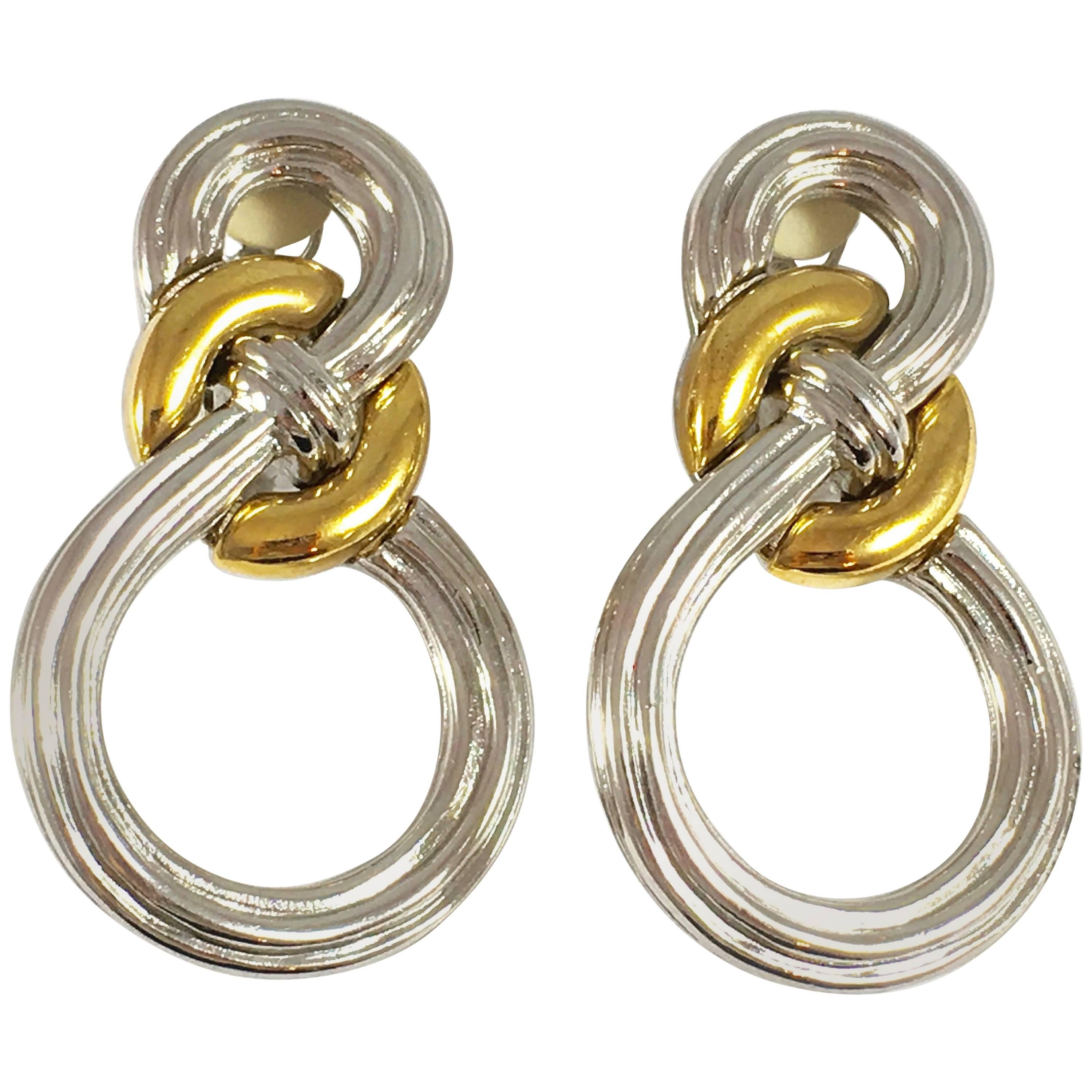 Givenchy Large 1980s  Earrings in Silver and Gold For Sale