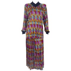 Retro Missoni 100% Silk Matching Skirt and Top Ensemble, 1970s 