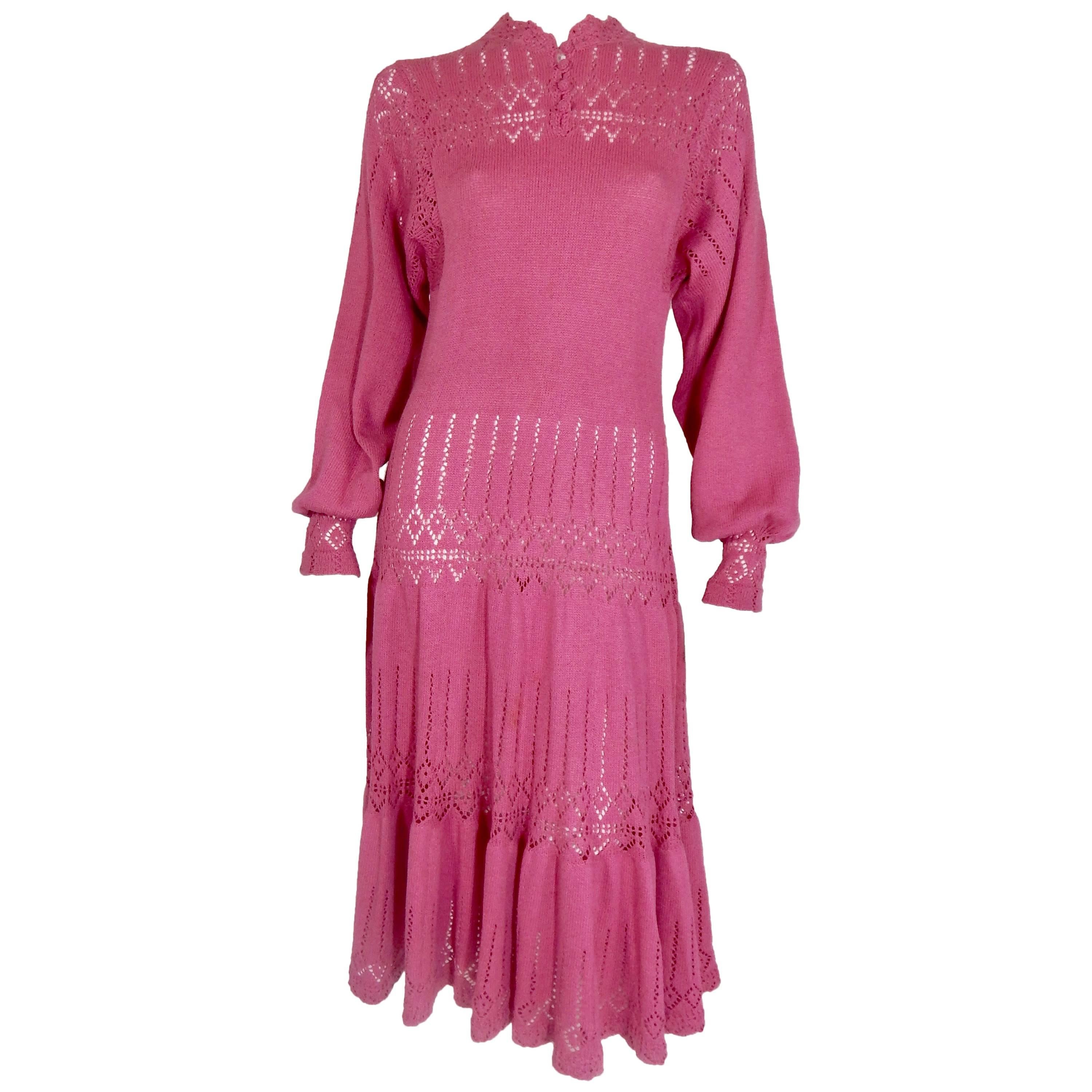 Knit Crochet Dress, 1970s  For Sale