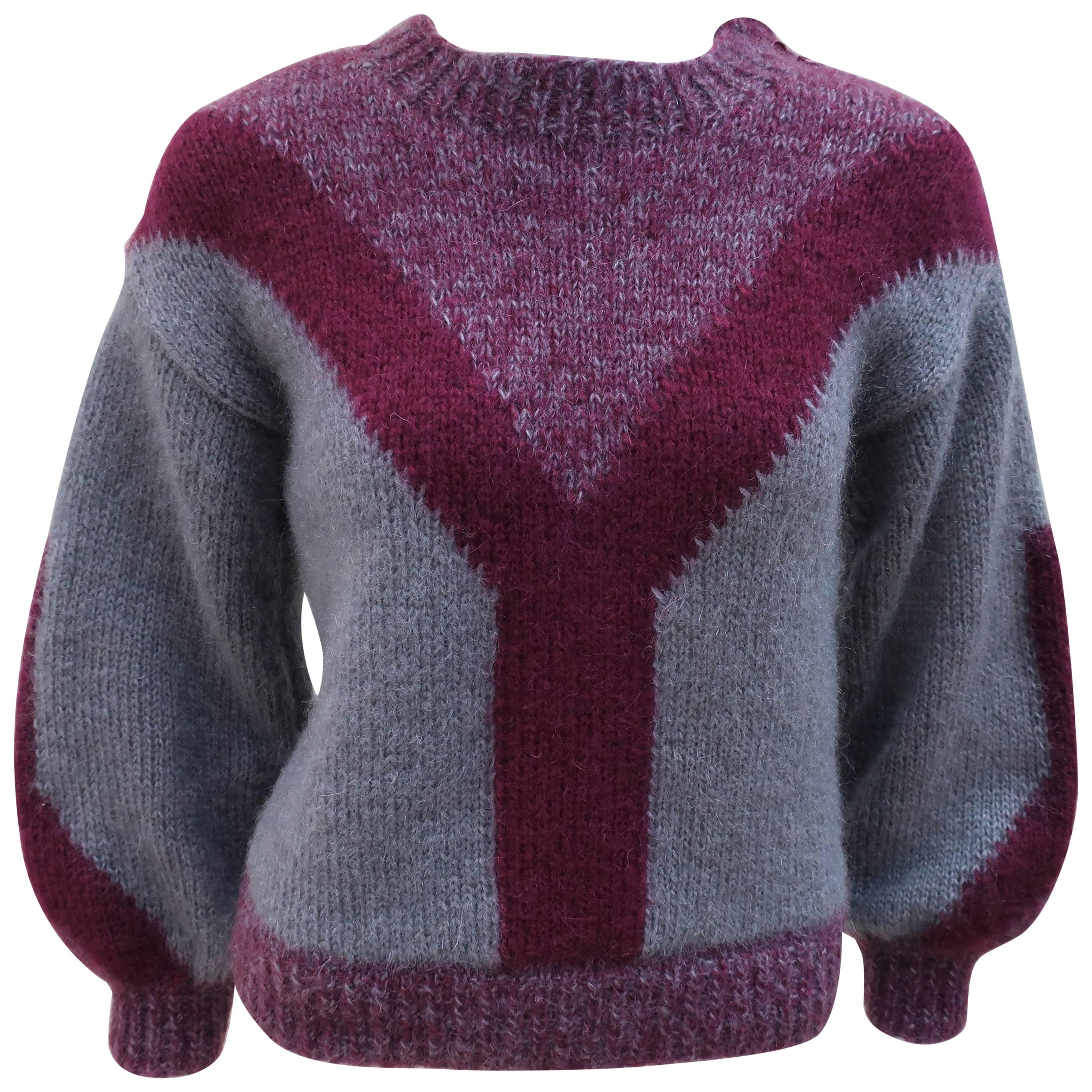 Chunky 1970's Sportswear Style Wool Sweater