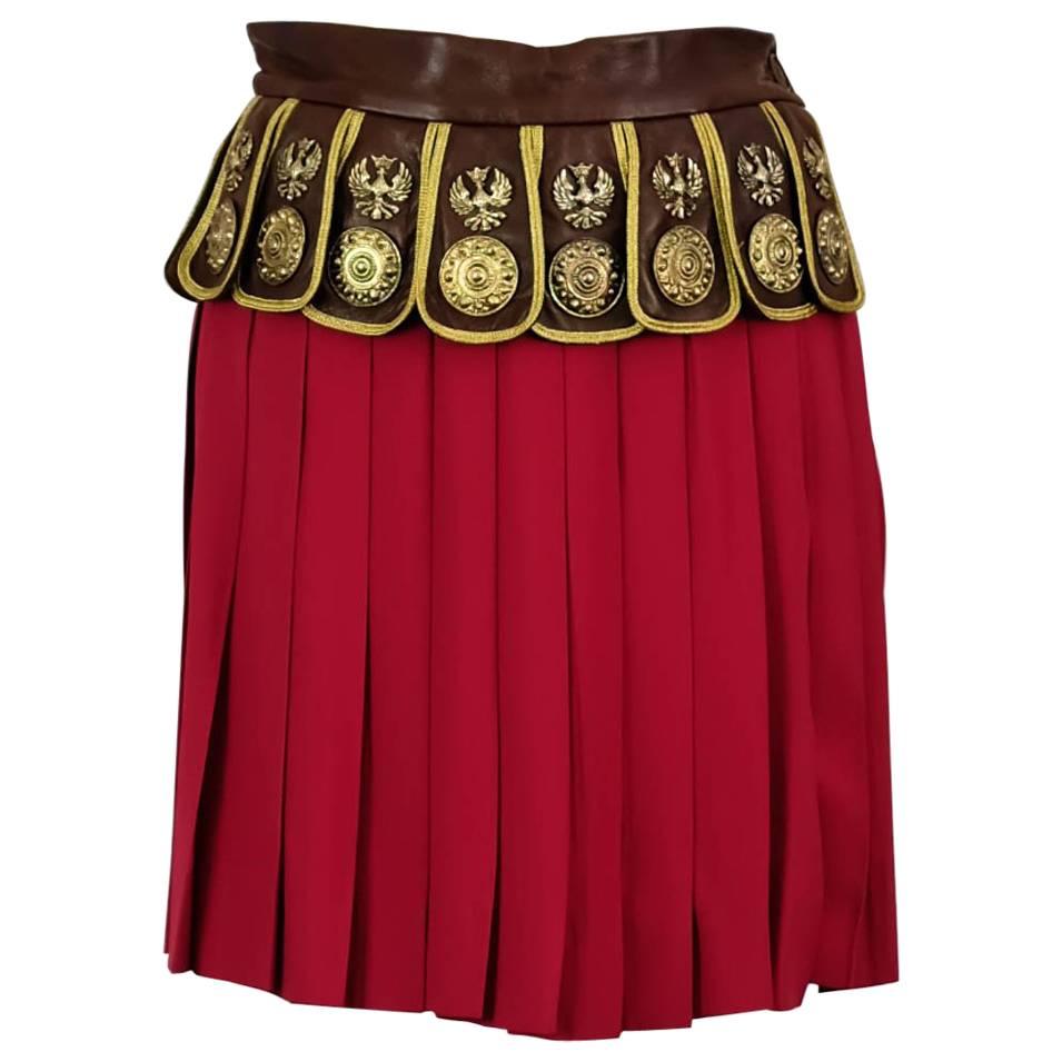 1989 Moschino Couture 'Roman Centurion Soldier' pleated skirt For Sale