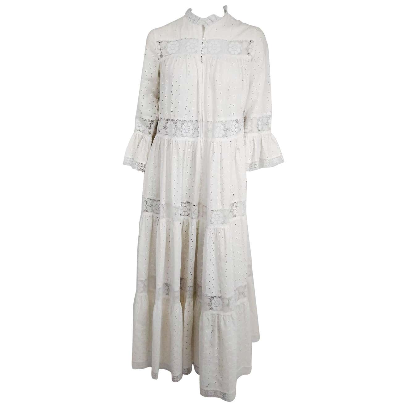 1970s White Lace Bohemian Maxi Dress at 1stDibs | white bohemian maxi dress
