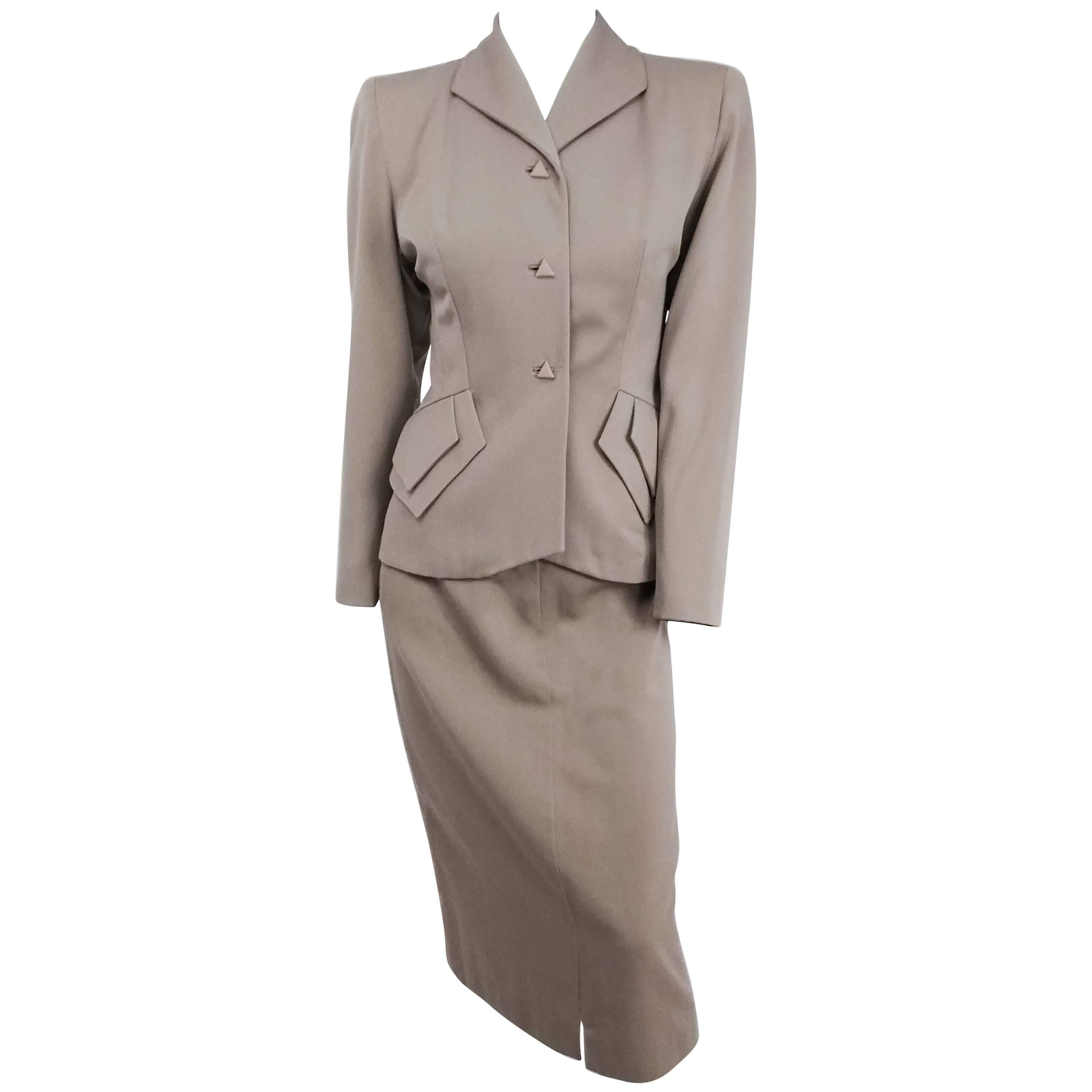 1940s Taupe Skirt Suit Set