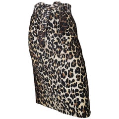 Retro Bill Blass Linen Cheetah Print Skirt Size 4.