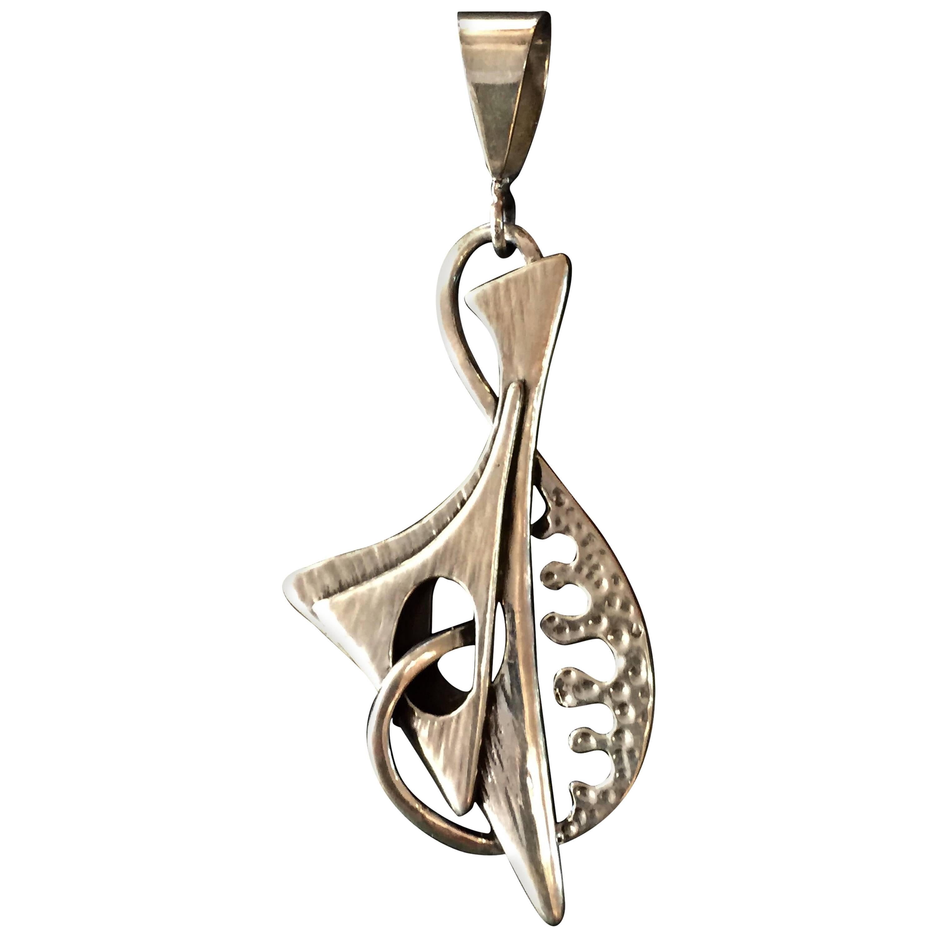 REBAJES Sterling Modernist Biomorphic Pendant for Necklace For Sale