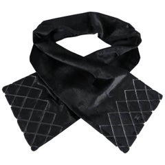 RARE Chanel Black Leather Embellished Scarf Bandana –