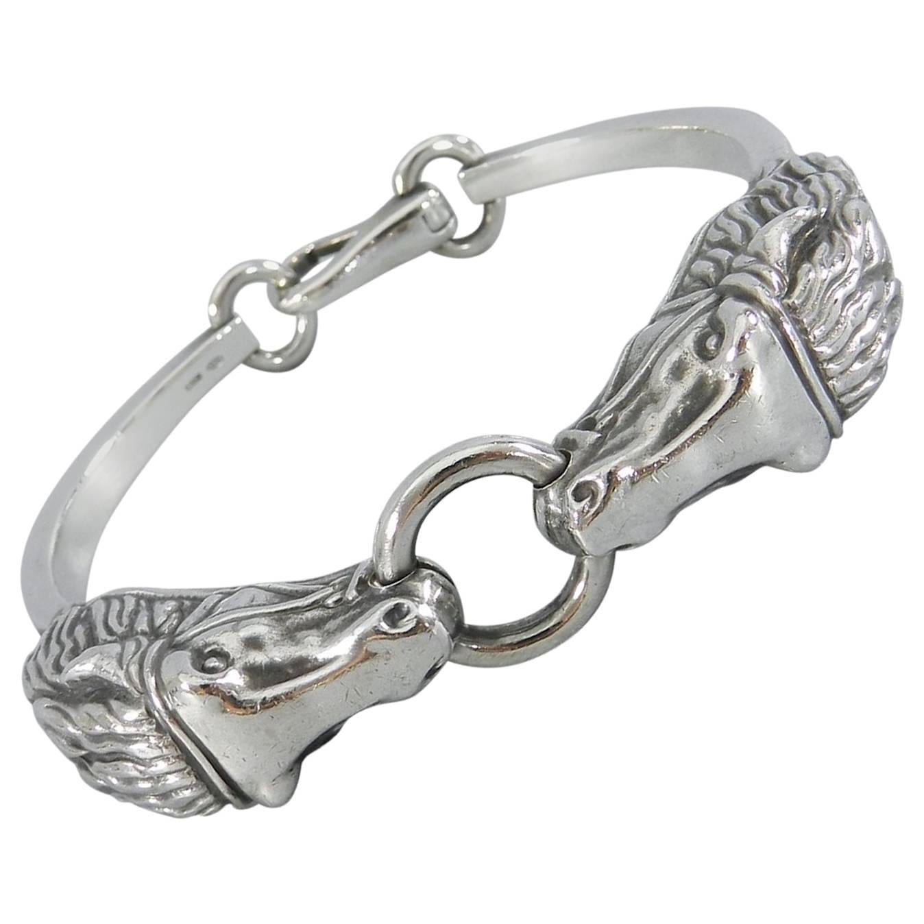 Gucci Double Horse Head Sterling Silver Bracelet