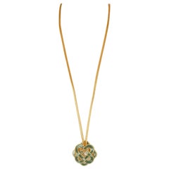 1970's LANVIN turquoise enamel and gilt metal modernist necklace