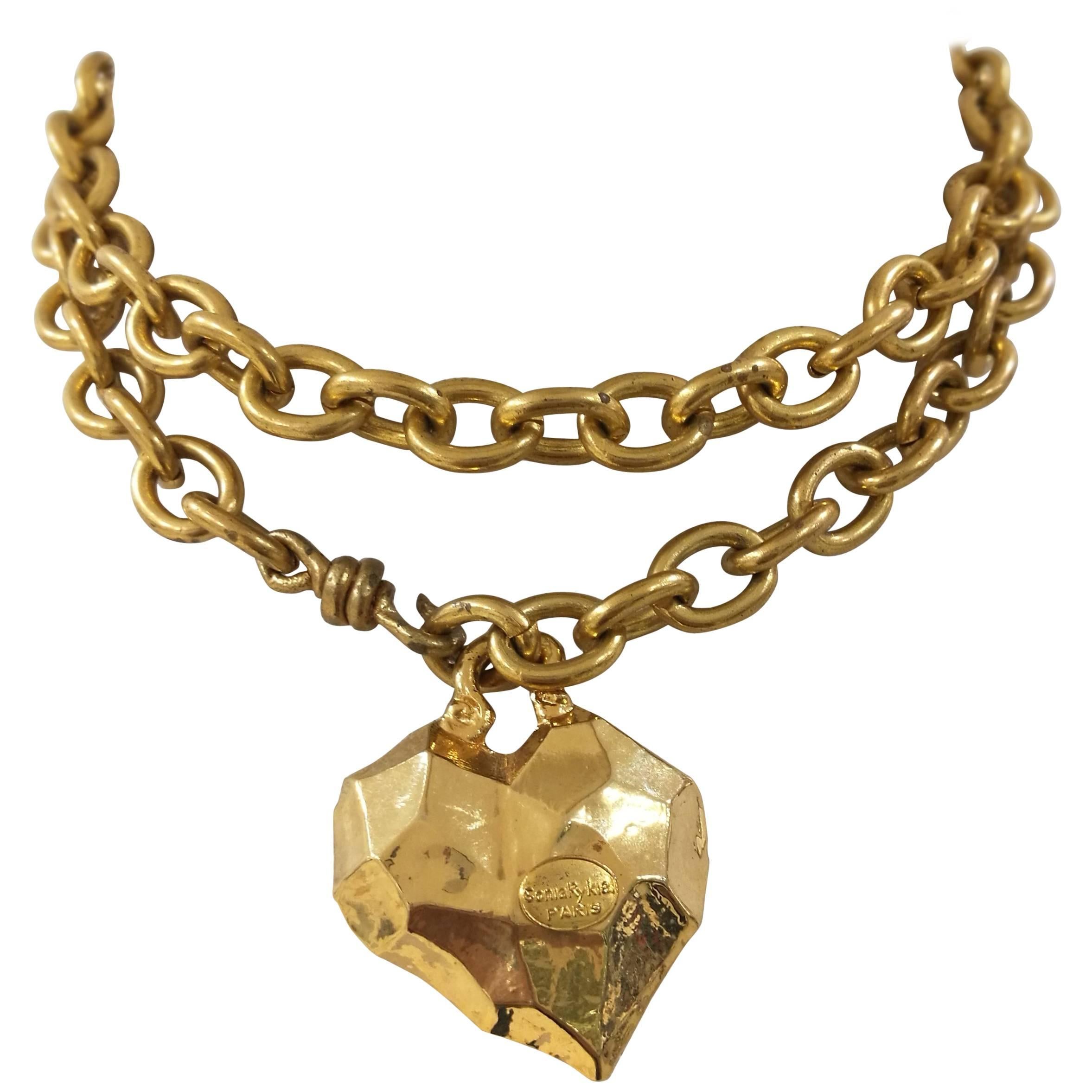 Sonia Rykiel gold tone heart pendant belt/necklace 