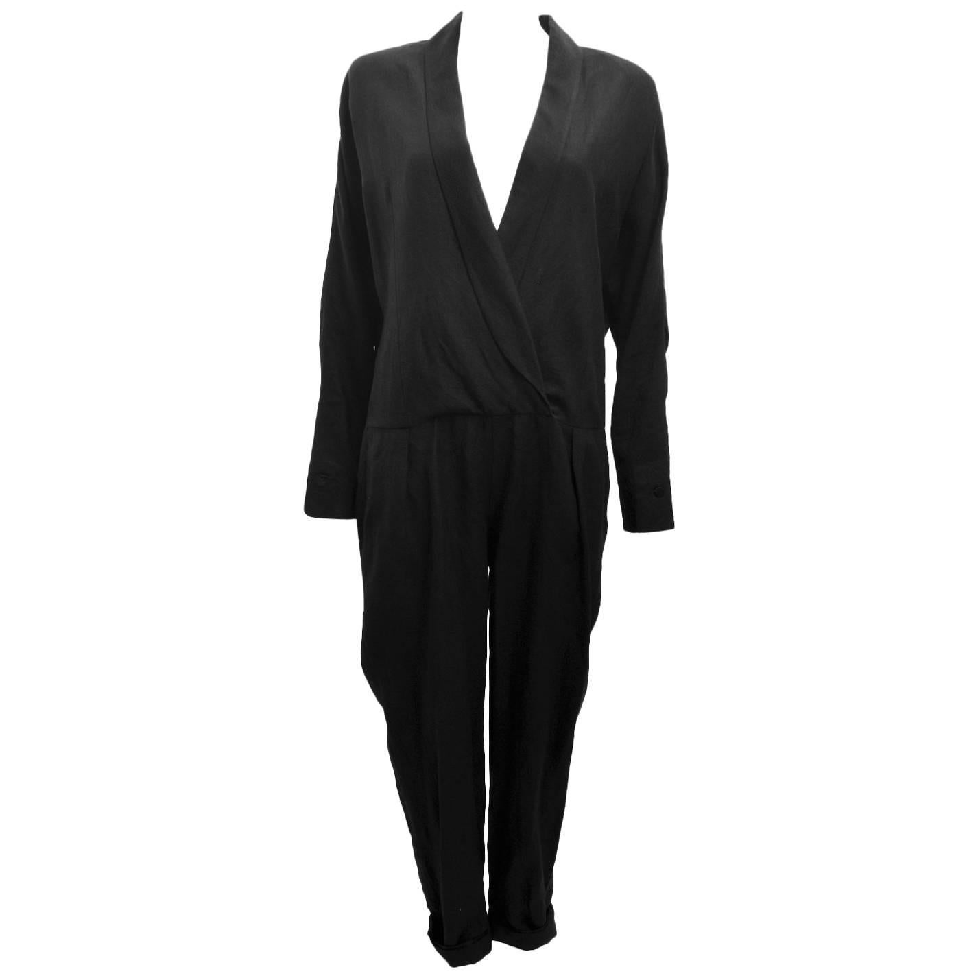 sabel Marant Black Tuxedo Wool and Linen Jumpsuit 