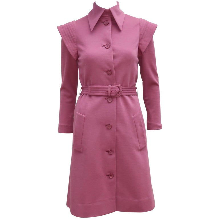 Futuristic 1960's Geoffrey Beene Mauve Wool Knit Coat Dress at 1stDibs