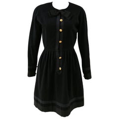 Chanel black wool gold tone bottons dress