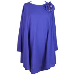 Nazareno Gabrielli wool blue dress tunic flower size 42 women’s 1980s vintage