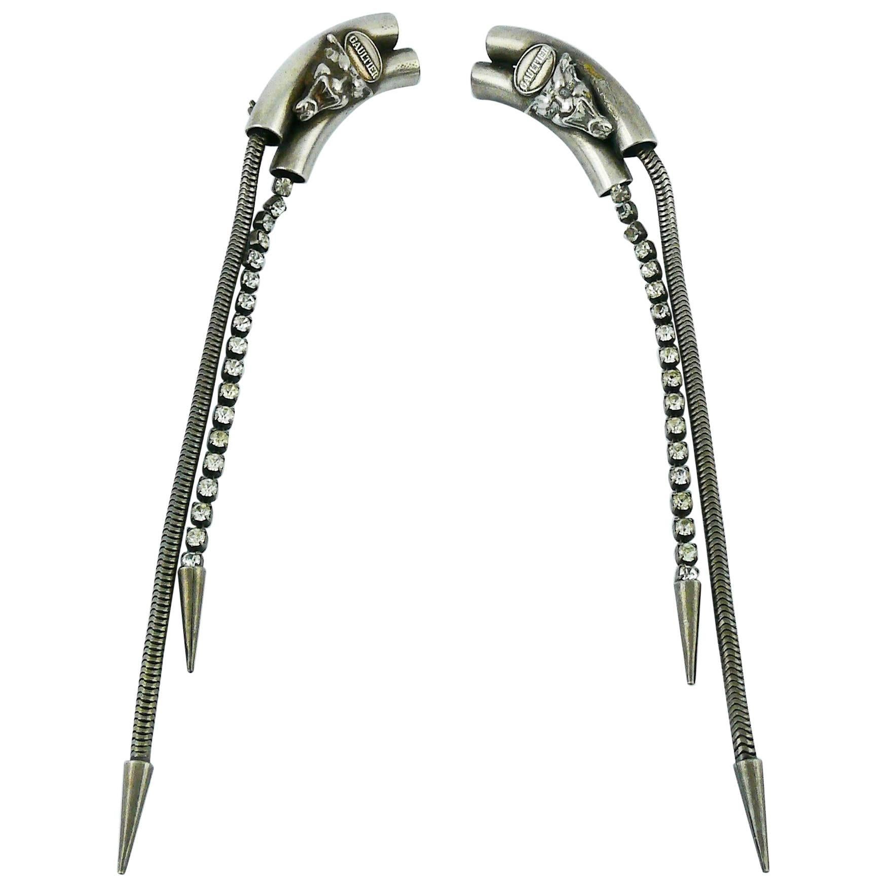 Jean Paul Gaultier Vintage Extra Long Demon Clip-On Earrings