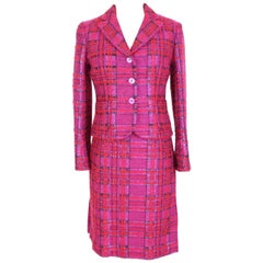 Moschino cheap and chic wool cotton metal suit skirt jacket fuchsia size 40 it