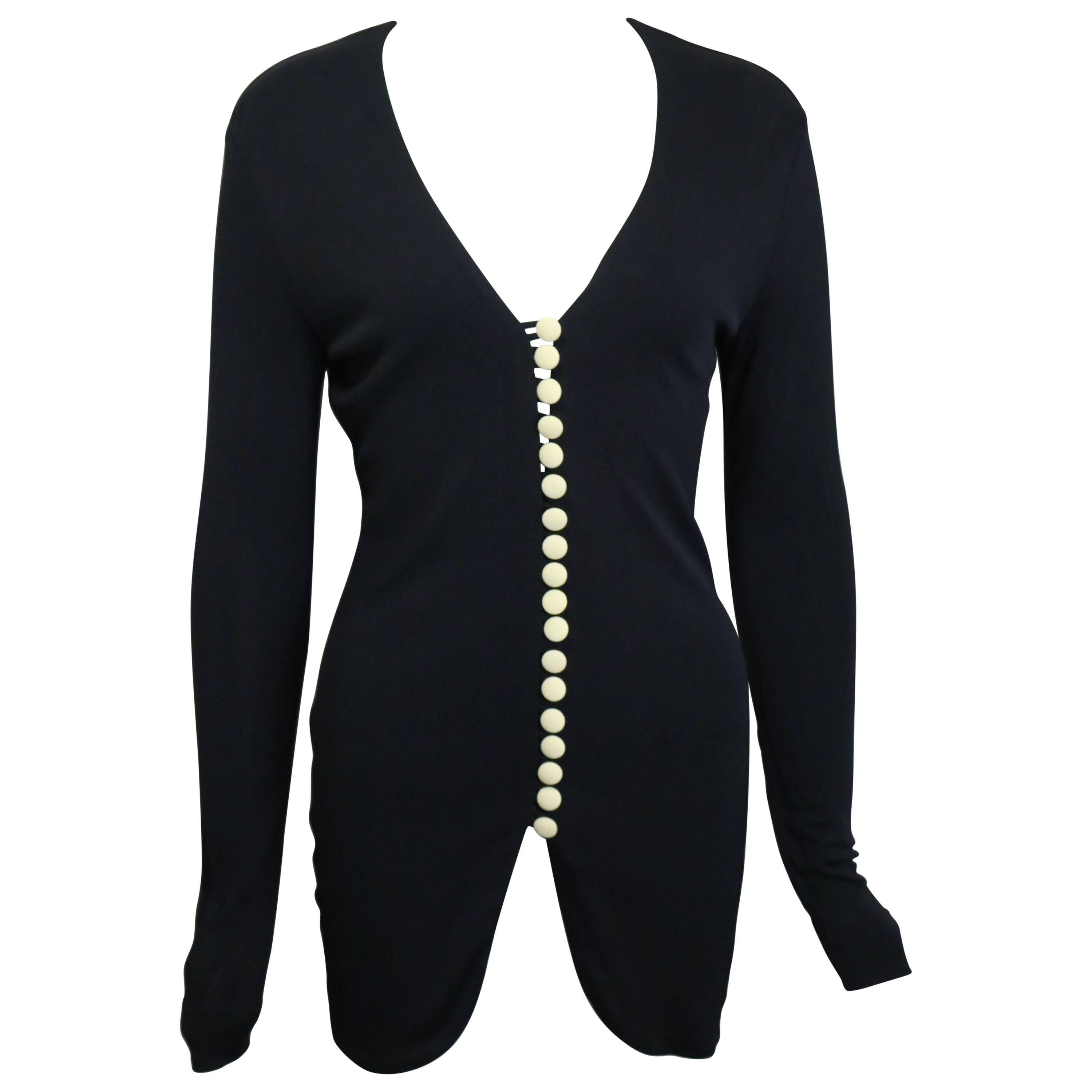 Moschino Couture Black Tunic with Multi White Buttons  For Sale