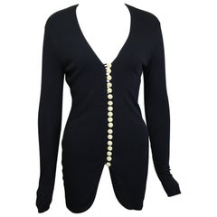 Moschino Couture Black Tunic with Multi White Buttons 