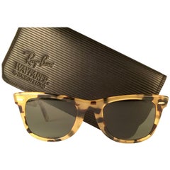 New Ray Ban The Wayfarer Light Tortoise G15 Grey Lenses USA 80's Sunglasses