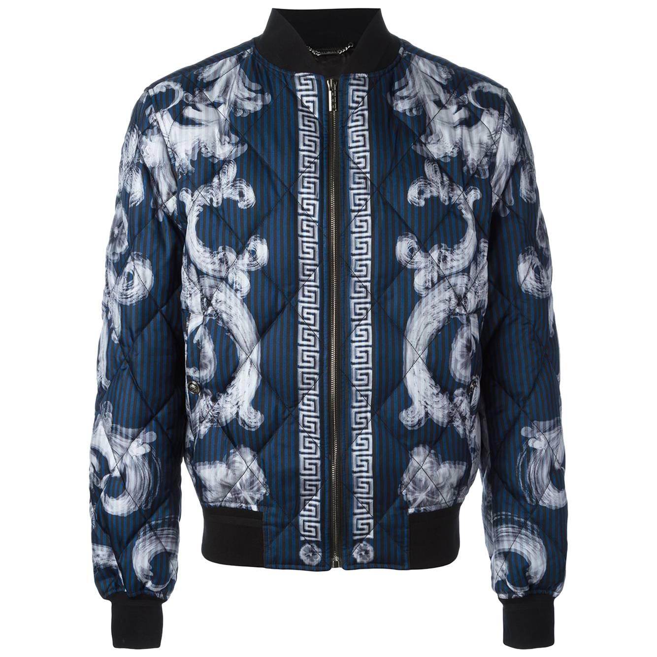VERSACE 'Lenticular Foulard' QUILTED SILK DOWN BOMBER JACKET for MEN at ...