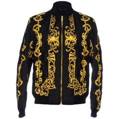Versace Quilted 100% Silk Bomber Jacket For Men