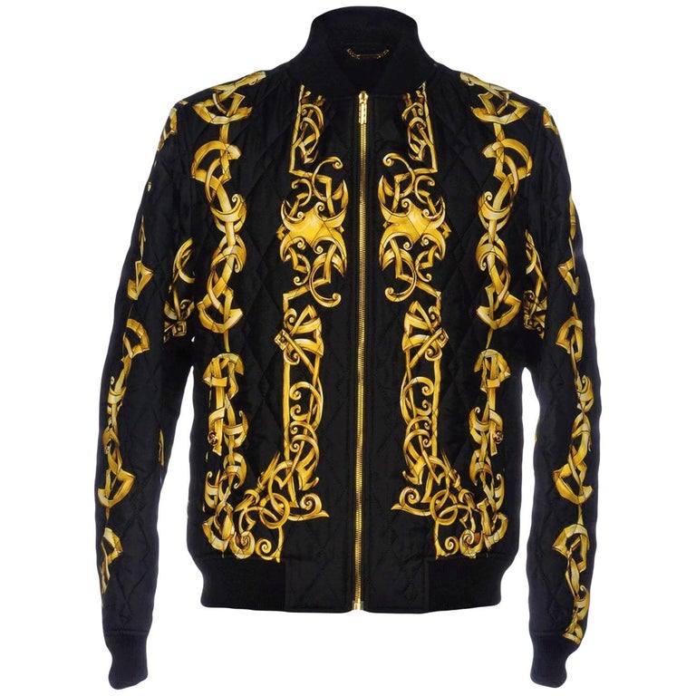 Versace Quilted 100% Silk Bomber Jacket For Men at 1stDibs | versace bomber jacket mens, bruno mars versace versace bomber jacket black and gold