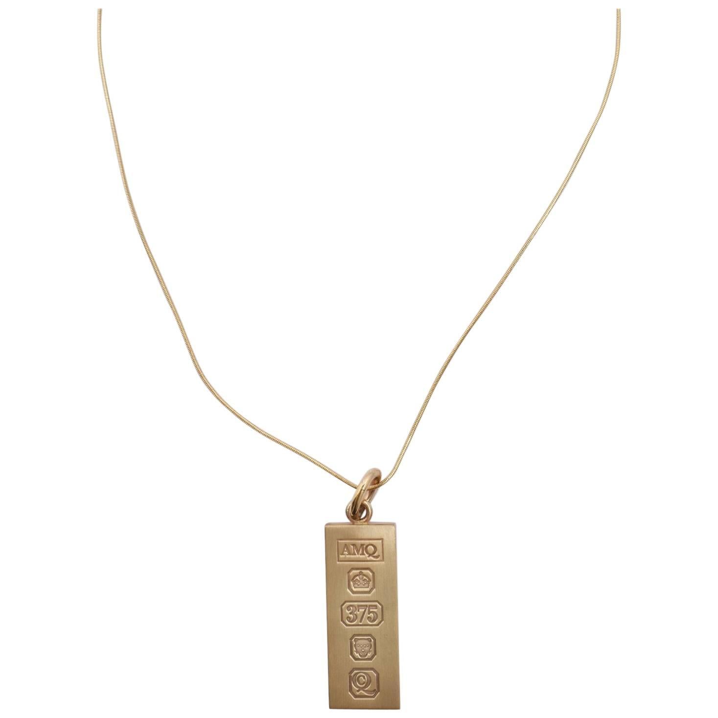Shaun Leane for Alexander McQueen Gold Tag Pendant Necklace with Hallmark Design For Sale