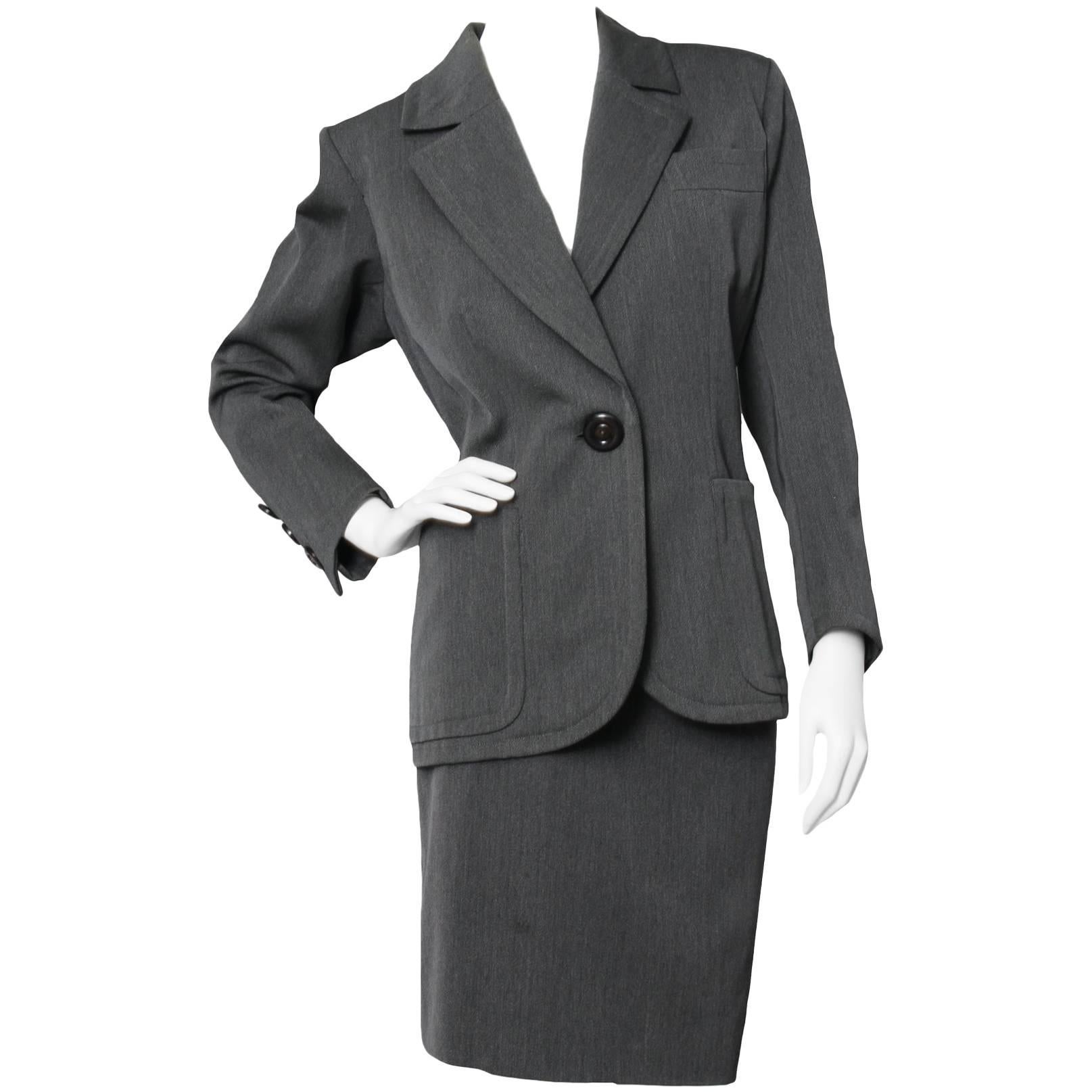A 1960s Yves Saint Laurent Haute Couture Wool Skirt Suit For Sale