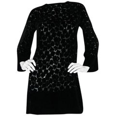 1970s Yves Saint Laurent Fused Velvet & Silk Chiffon Shift Dress 4