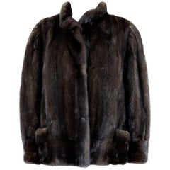 Vintage Dark Chocolate Brown Mink Fur Jacket With Wide Cuffs, 1970s 