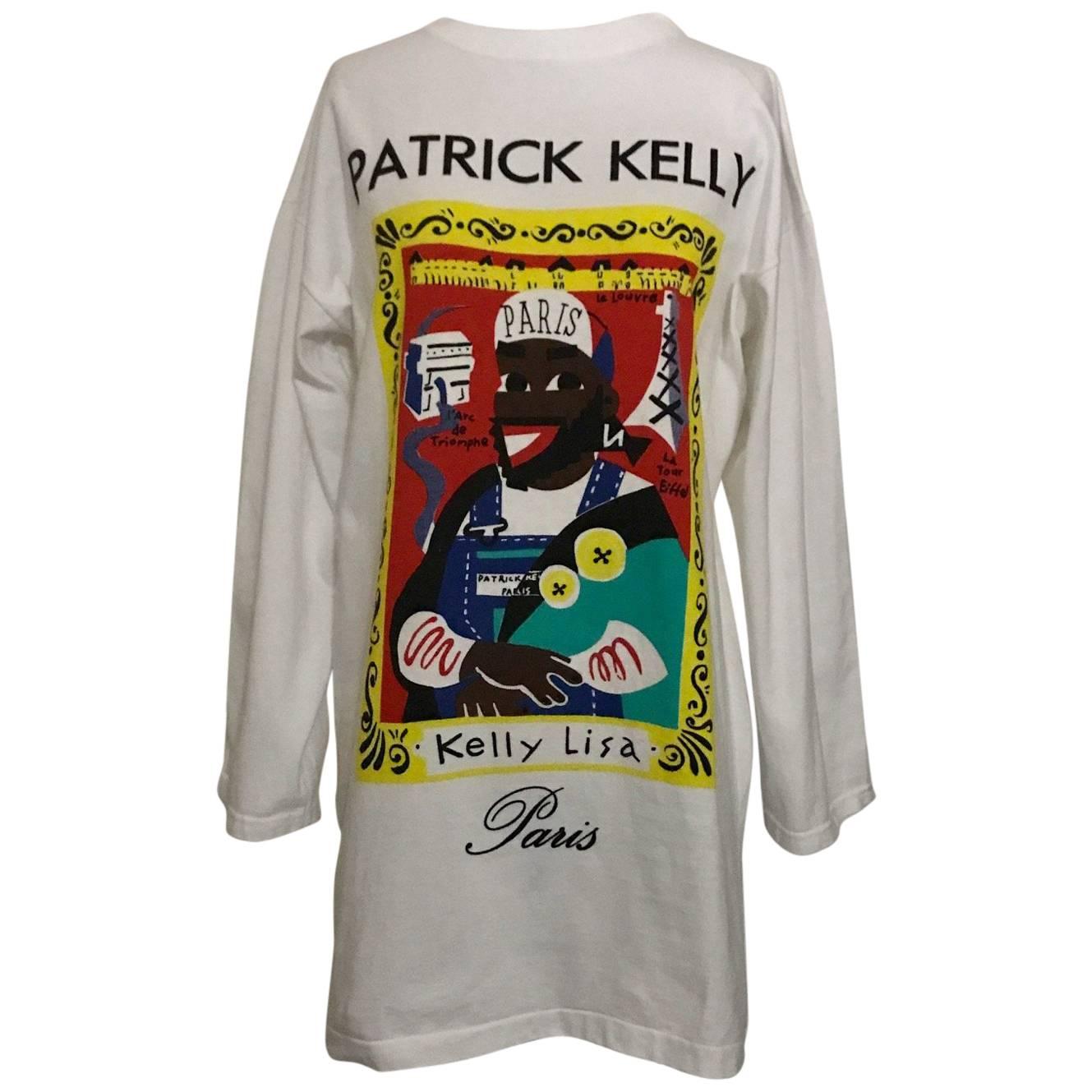 Patrick Kelly 1980s Kelly Lisa Mona Lisa White Cotton T-shirt for Amen Wardy