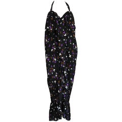 Yves Saint Laurent S/S 1978 Silk Butterly Print Halter Maxi Dress Gown