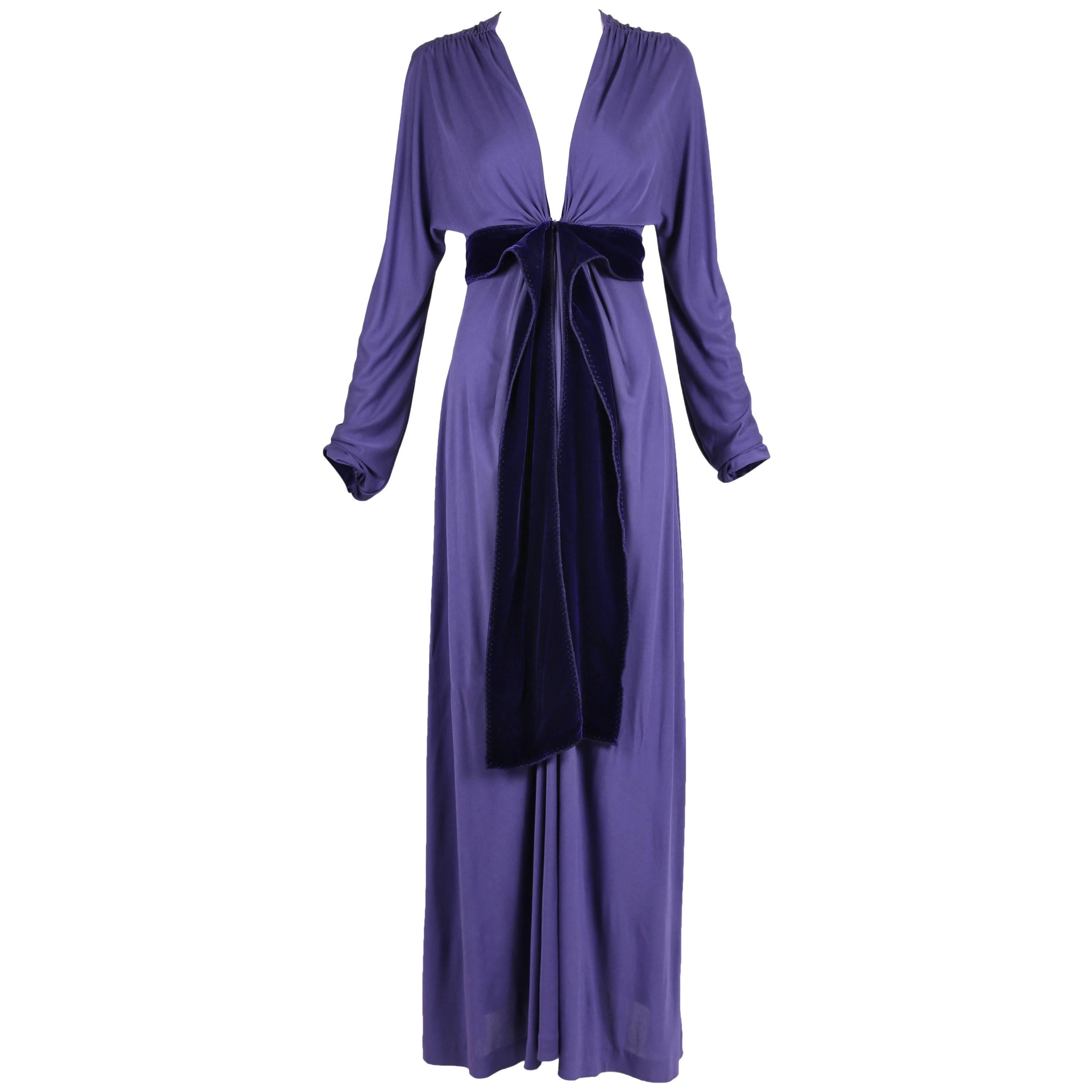 Yves Saint Laurent YSL by Tom Ford Purple Maxi Dress W/Velvet Ties