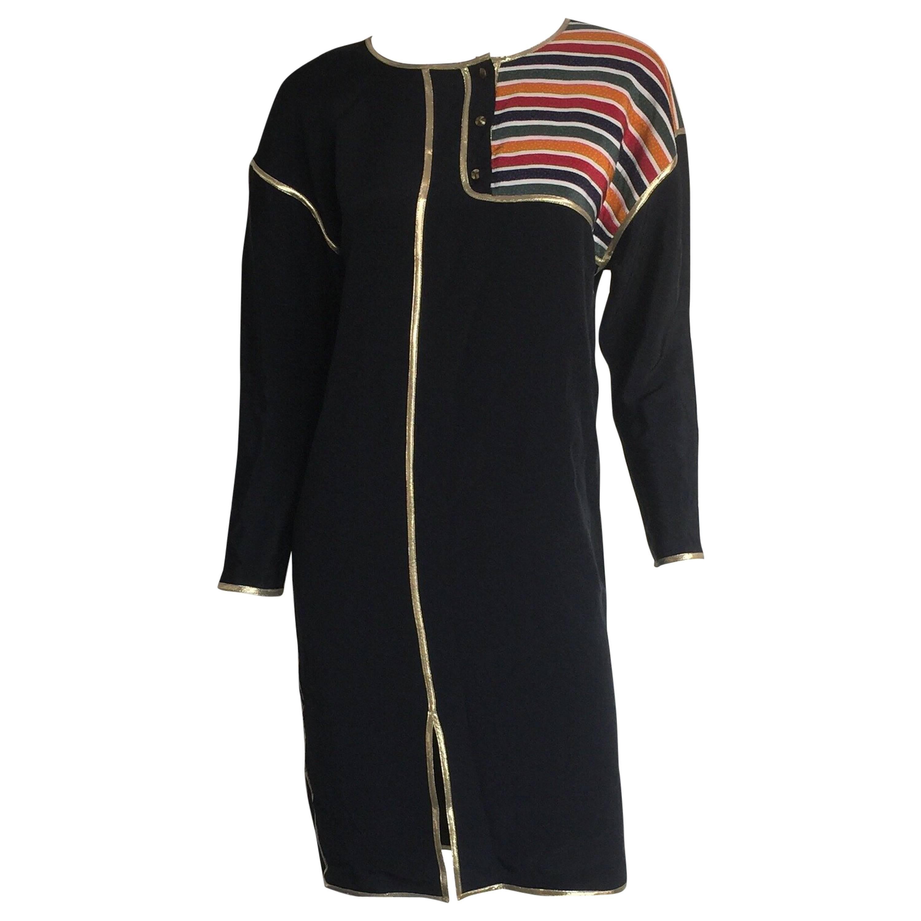 Geoffrey Beene Rainbow asymmetrical Stripe Dress For Sale