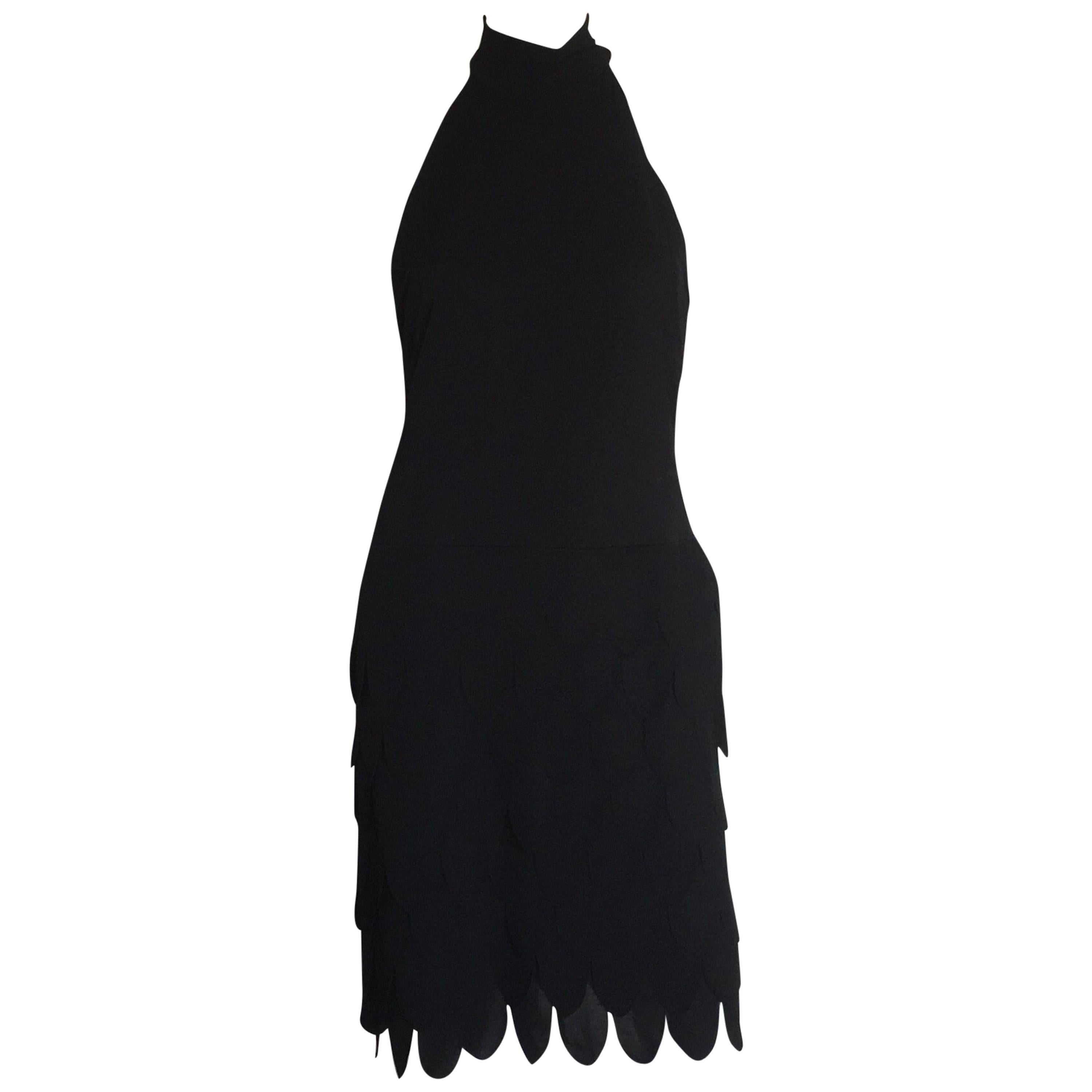 Lillie Rubin Black Sleeveless Ruffled Dress For Sale