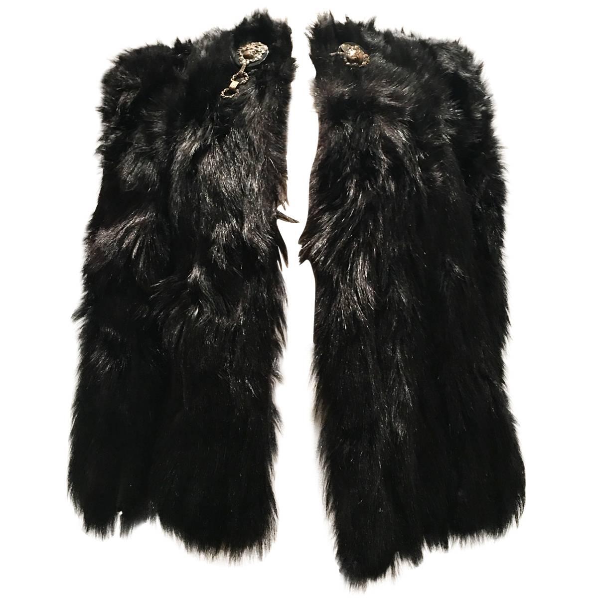 20th Century Hippy Chic Vintage Jet Black Monkey Fur Jacket For Sale