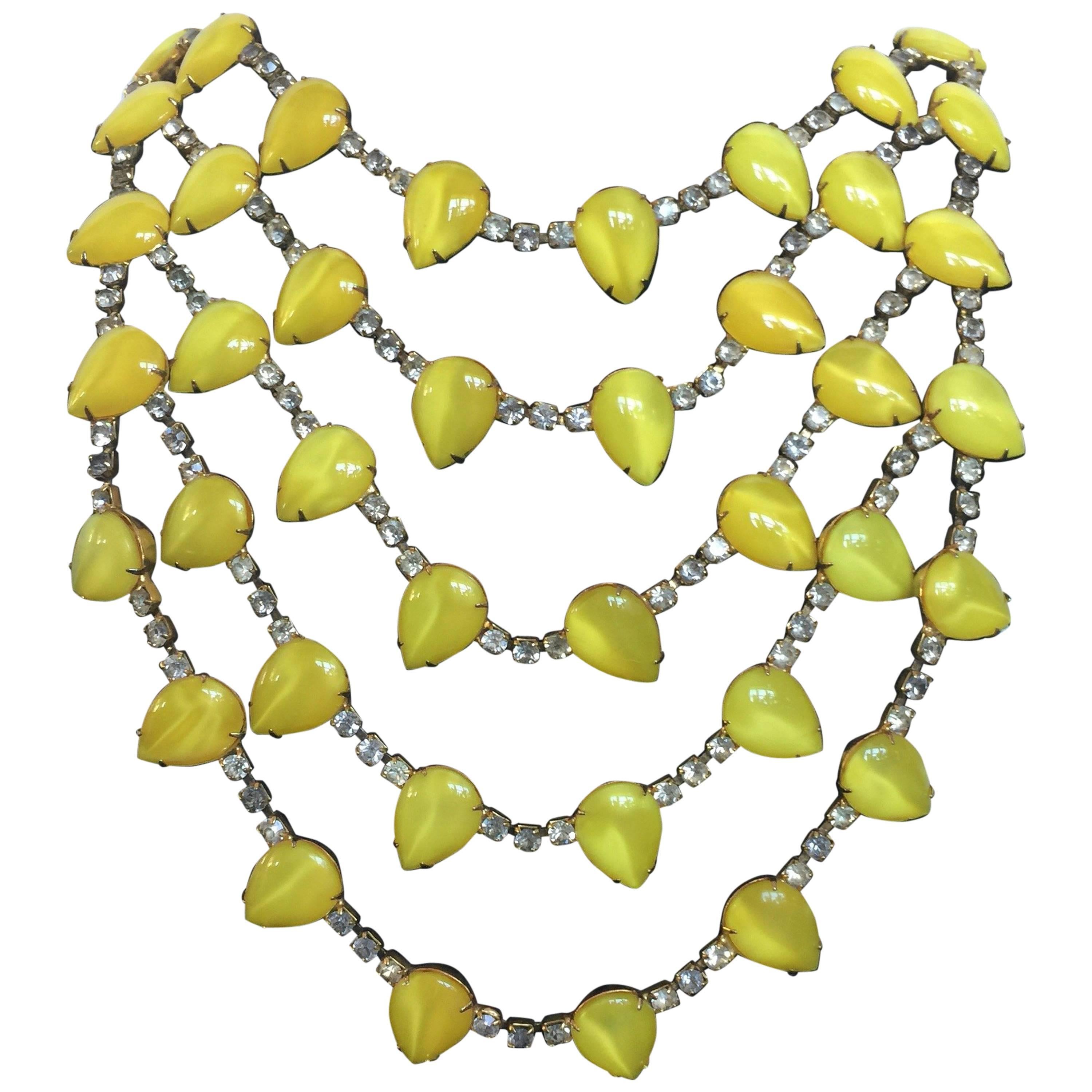 KJL Canary Yellow Brilliant Tiered Necklace For Sale