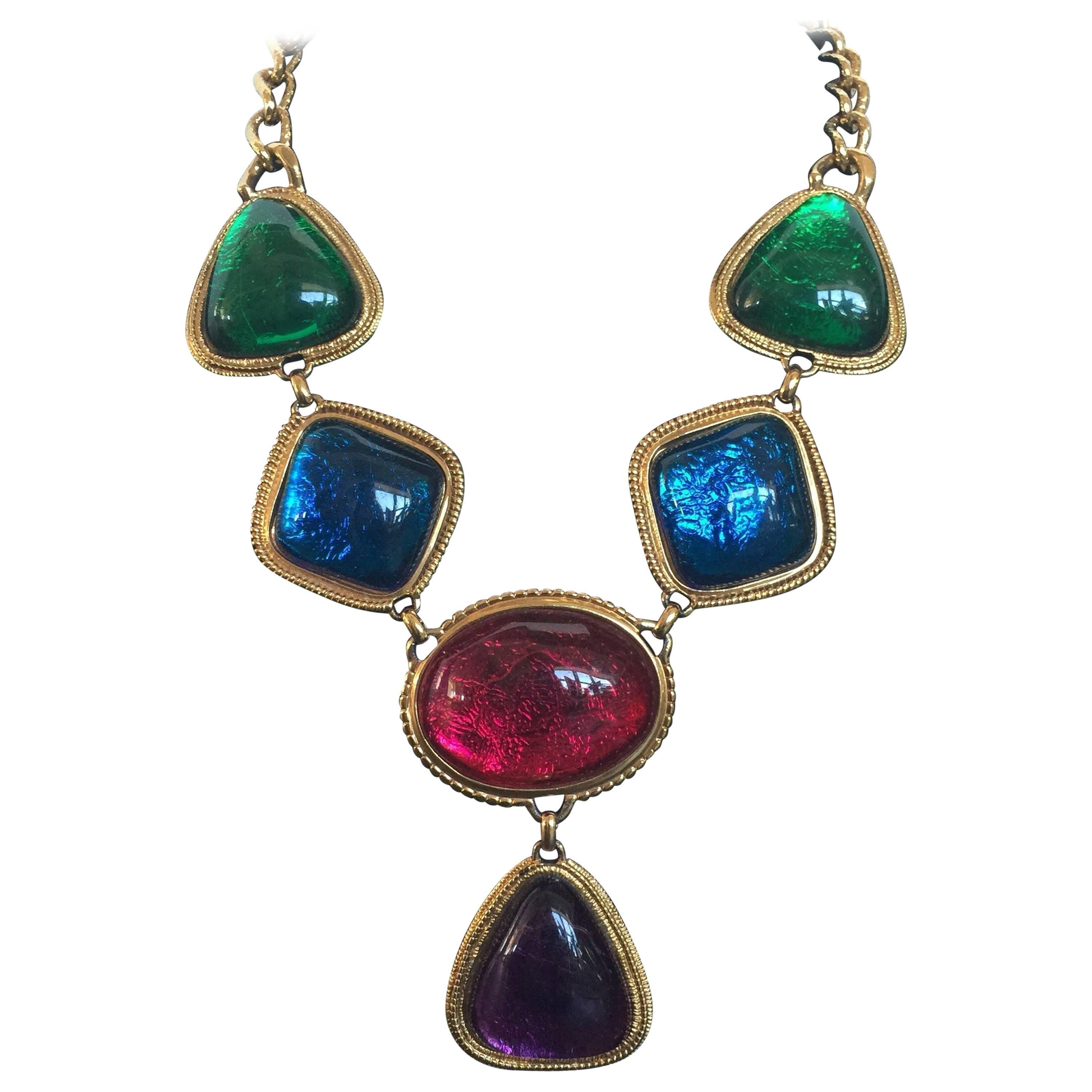 KJL Colorful Gemstone Necklace For Sale