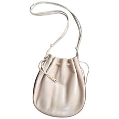 Vintage Tan Leather Drawstring Bucket Bag