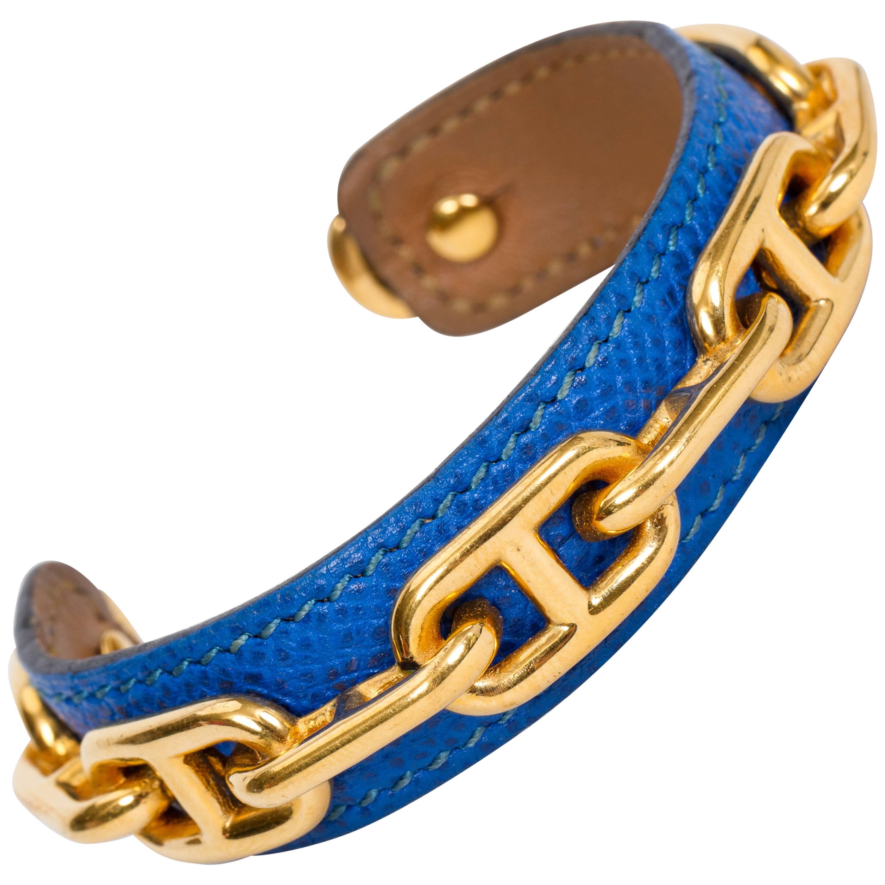 Hermes Turquoise & Gold Chain Bracelet