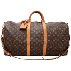 Vintage Louis Vuitton Keepall 55 Bandouliere Monogram Canvas Duffel Travel Bag