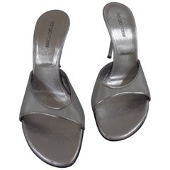 Retro Sergio Rossi silver tone leather high heel sandals 